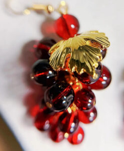 Wine Red Grapes Drop Earrings